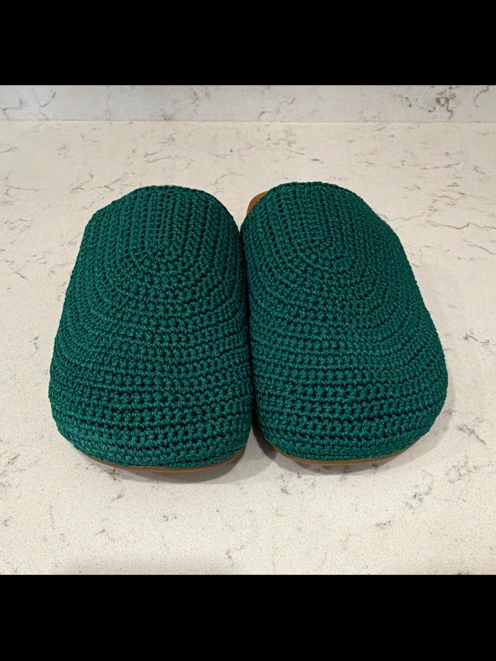 The Sak Bolinas Green Crochet Mule Slip-On Slippers Closed Toe Flat Size 6 NWOB